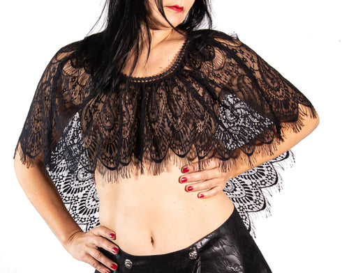 SiaLinda: Skirt top Chiara, black, transparent, lace